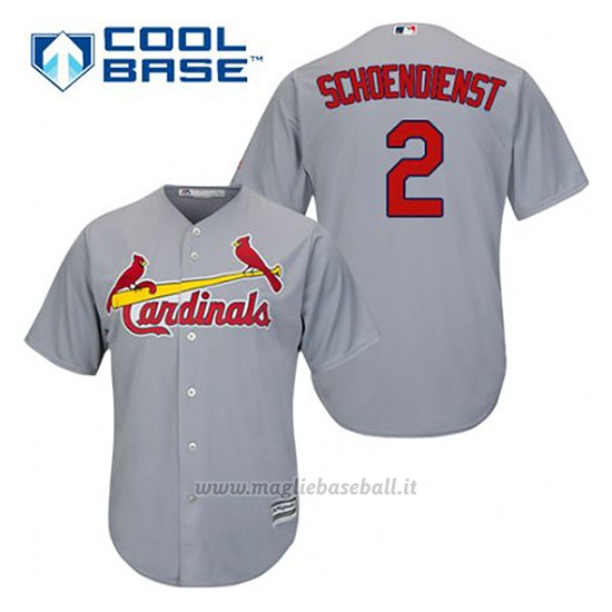 Maglia Baseball Uomo St. Louis Cardinals Rosso Schoendienst 2 Grigio Cool Base